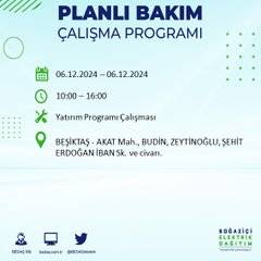 BEDAŞ İstanbul'u ilçe ilçe uyardı: 6 Aralık'ta elektrik kesintisi yapılacak 26